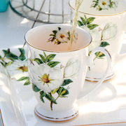 骨瓷水杯早餐杯牛奶咖啡杯杯子陶瓷创意欧式马克杯带盖大容量
