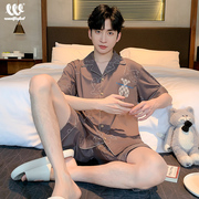 男士睡衣夏季莫代尔短袖短裤青少年韩版冰丝卡通薄款家居服两件套