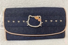 日本Sanrio Hello Kitty 2004年水鑽KT牛仔长夹钱包卡夹