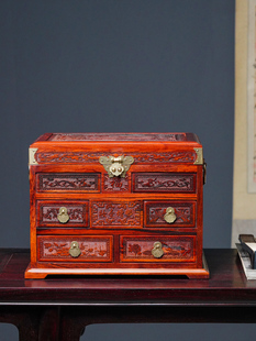红酸枝首饰盒仿古中式百宝箱实木收纳盒结婚陪嫁送礼木质手饰品盒
