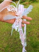 超仙韩式甜美新娘粉色，羽毛儿童头饰，手工蕾丝头花发饰礼服配饰