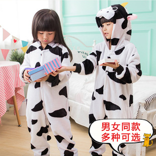 睡衣冬天连体卡通儿童，男女宝宝大人动物动漫奶牛，小牛创意可爱表演