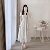 法式方领白色高级感仙女连衣裙女夏季2023公主裙温柔风长裙子
