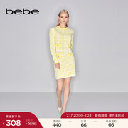bebe秋冬系列气质千鸟，格短款小香风，针织半身裙320203