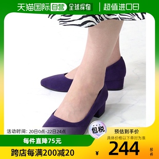 日本直邮SFW 娃娃尖头 3.5 厘米粗跟腿跟鞋 / 5422（海军女鞋