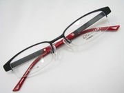 Charmant夏蒙纯钛半框眼镜架CH10418 BK黑红眉线钛棍流线男女款式