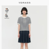 vgrass时髦点彩纱黑白条纹，针织衫女秋季短袖针织衫vzz3o30980