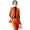 橙色西装外套女春秋时尚气质女神范高端职业正装工作服两件套