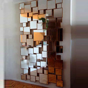 拼接立体方形组合装饰镜北欧客厅背景墙壁挂餐厅玄关镜简约浴室镜