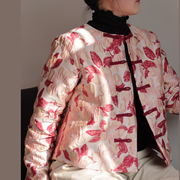 春秋中式外套上衣女短款褂子宽松长袖常规复古文艺印花文艺新双层