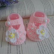 。宝宝毛线鞋子手工编织婴儿diy钩针材料拖鞋满月新生儿冬季针织