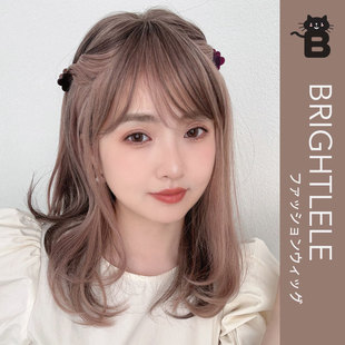 Brightlele梨花发型 乖巧修脸中发可爱卷发假发女全头套