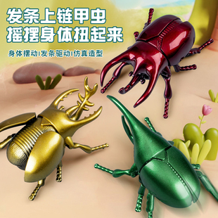 创意上链条甲虫儿童，仿真甲壳虫男孩宝宝发条，爬行昆虫玩具会跑模型
