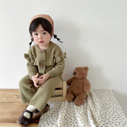 韩系秋冬装婴幼童毛线开衫上衣百搭女童毛衣外套休闲保暖长袖上衣