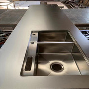 304不锈钢实心加厚台面防刮花一体水槽焊接成型乱纹橱柜吧台加工