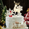 网红圣诞节水晶鹿蛋糕装饰圣诞老人雪花片插件烘焙甜品台装扮摆件