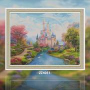 zz4051-灰姑娘梦幻城堡十字绣2024风景，欧式油画客厅卧室
