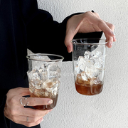 冰美式拿铁咖啡杯ins风玻璃杯，耐高温简约水杯，牛奶杯饮料杯果汁杯