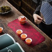 仿皮中式复古防水小茶席禅意茶道茶盘主人席点茶垫布中式干泡茶桌