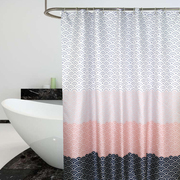 防水帘防霉加厚涤纶浴室，窗帘挂帘卫生间浴帘布，鱼鳞纹粉色渐变
