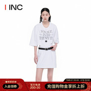 YCH 设计师品牌IINC 23SS字母印花牛仔拼接小众连衣裙女