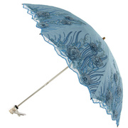 防晒防紫外线二折双层蕾丝刺绣花遮阳太阳伞，黑胶公主晴雨两用洋伞