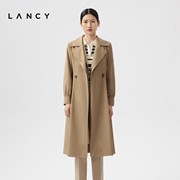 LANCY/朗姿2024春季经典商务风衣英伦风长款收腰高级感大衣外套女