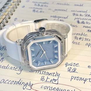 番米拉学生手表，2024韩版简约时尚，果冻硅胶高颜值方形表女款