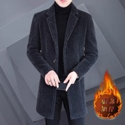 高级感毛呢大衣男士冬季韩版百搭潮流纯色休闲呢子中长版外套