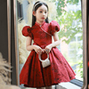 中国风女童旗袍儿童夏季唐装红色走秀洋气女孩礼服大童高端公主裙