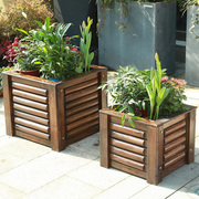 户外防腐木花箱特大号正方形碳化实木种树花盆花槽工程绿化种植箱