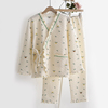 日式印花和服睡衣女士秋冬季纯棉空气层夹棉加厚长袖家居服套装