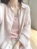 jogpj粉色防晒衬衫女夏季薄款开衫外搭宽松长袖衬衣小个子上衣