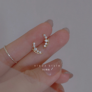 925纯银锆石麦穗耳钉小众设计感特别气质高级感耳饰女精致小耳环