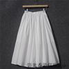 韩国2023年夏季棉麻半身裙纯色大摆白色长款高腰亚麻文艺裙子