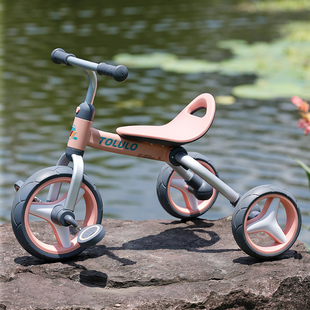 tolulo儿童三轮车铝合金脚踏轻便可折叠平衡车幼儿，宝宝脚蹬自行车