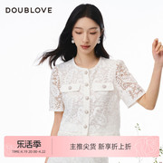 甜美小香风蕾丝短外套复古老钱风，doublove贝爱2024春夏