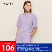 amii2022夏季短袖雪纺，衫短裤休闲时尚，套装女减龄洋气两件套