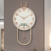 客厅挂钟静音石英钟表创意摇摆壁挂时钟艺术装饰电子表