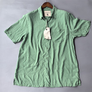 重磅绢格 衬衫纯色短袖100%真丝绢纺厚实基本百搭款 外单绿色