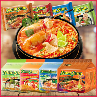 泰国yumyum养养牌，冬荫功面5连包酸辣浓汤，虾面方便面汤面速食面
