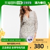 香港直邮潮奢asos女士，设计蝙蝠袖裹式，束腰珠片散布中长连衣裙