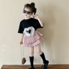 女童短袖t恤百褶裙套装，夏装韩版时髦儿童半袖上衣短裙两件套