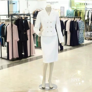 mini23新秋款出口韩国原单长袖西服气质白色女士半裙职业名媛套装