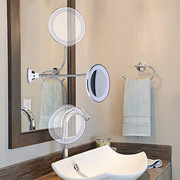 LED发光加长软管挂镜圆形镜360可旋转浴室墙壁挂带灯女士化妆镜子