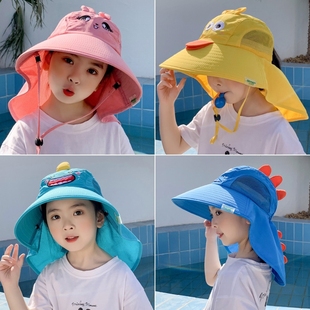 儿童防晒帽海边沙滩遮阳帽太阳帽，男童夏季帽子，女童可爱凉帽渔夫帽