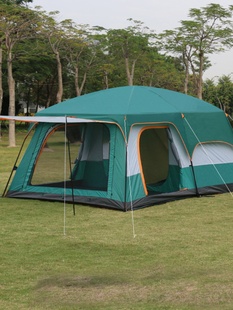 户外两室一厅帐篷野外多人露营双层超大便携式可折叠简易家庭帐蓬