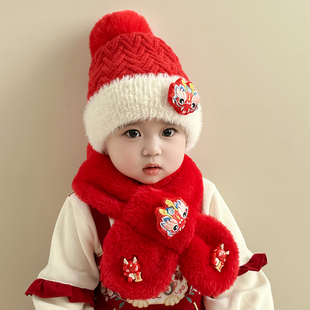 宝宝帽子围巾两件套婴儿，套装1-3岁冬季加绒男女童，宝宝围脖保暖帽
