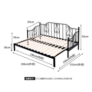 欧式铁艺沙发床折叠两用经济型可推拉床铁床，简约单人沙发床小户型