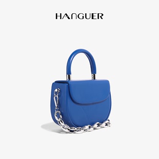 hanguer&ck小众设计半圆马鞍包蓝色(包蓝色，)小包包女2022链条斜挎包